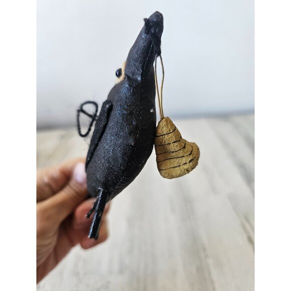 Folk art bird crow Halloween ornament Hive B unique tree - Picture 8 of 8